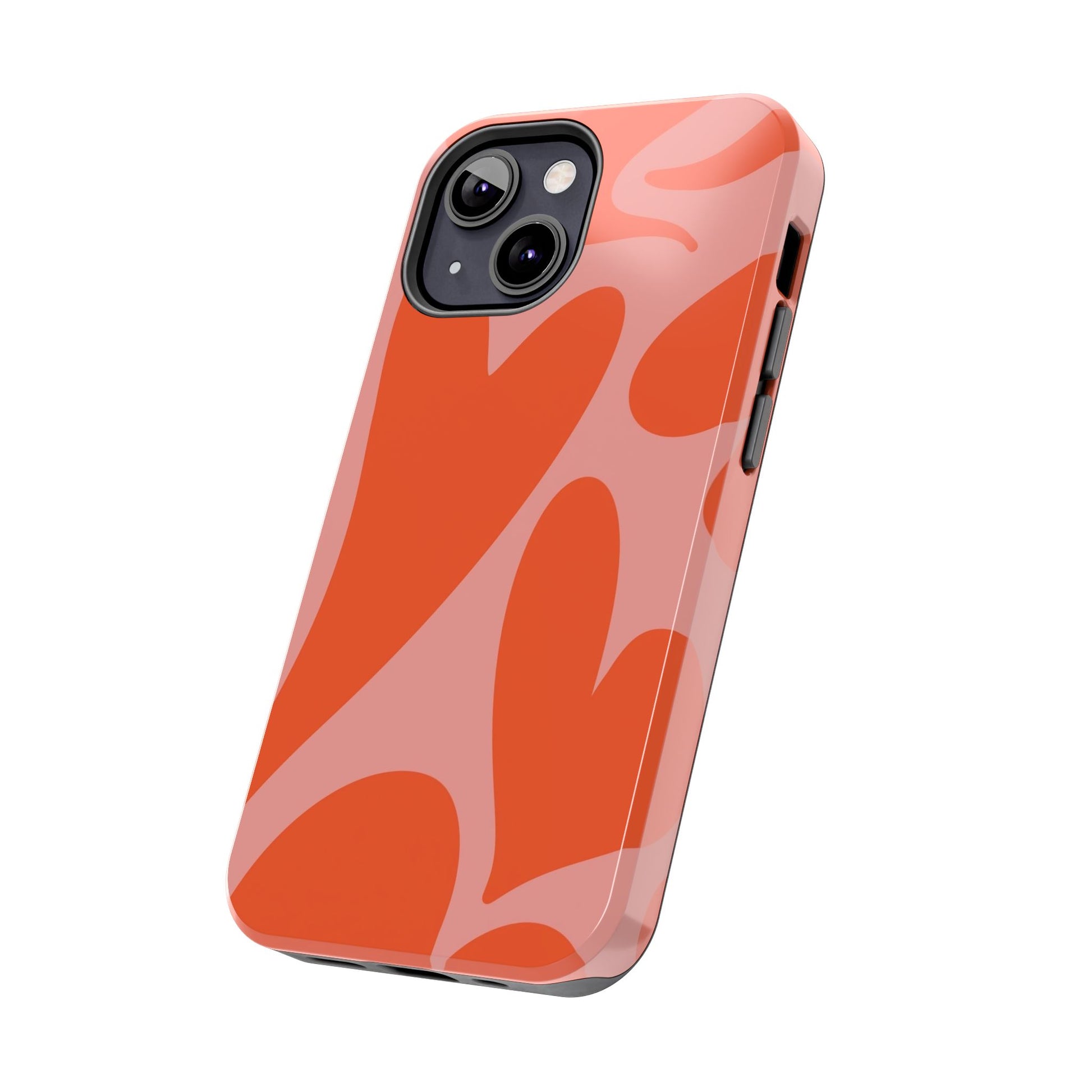 Cute Abstract Orange Heart Pattern Phone Case - Stylish and Durable Protection for Your Smartphone | Tough Phone Cases Womens Eco Friendly Apparel