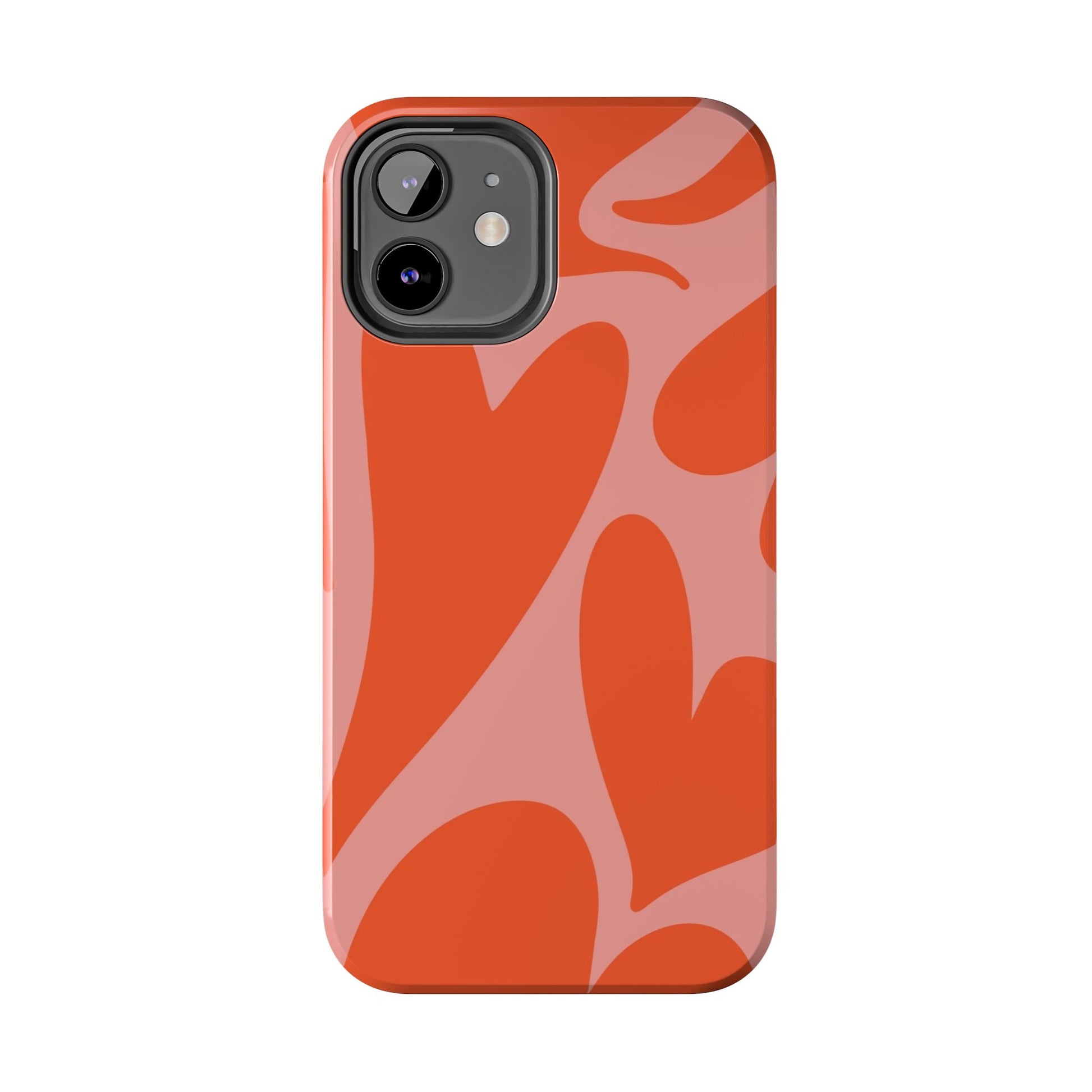 Cute Abstract Orange Heart Pattern Phone Case - Stylish and Durable Protection for Your Smartphone | Tough Phone Cases Womens Eco Friendly Apparel