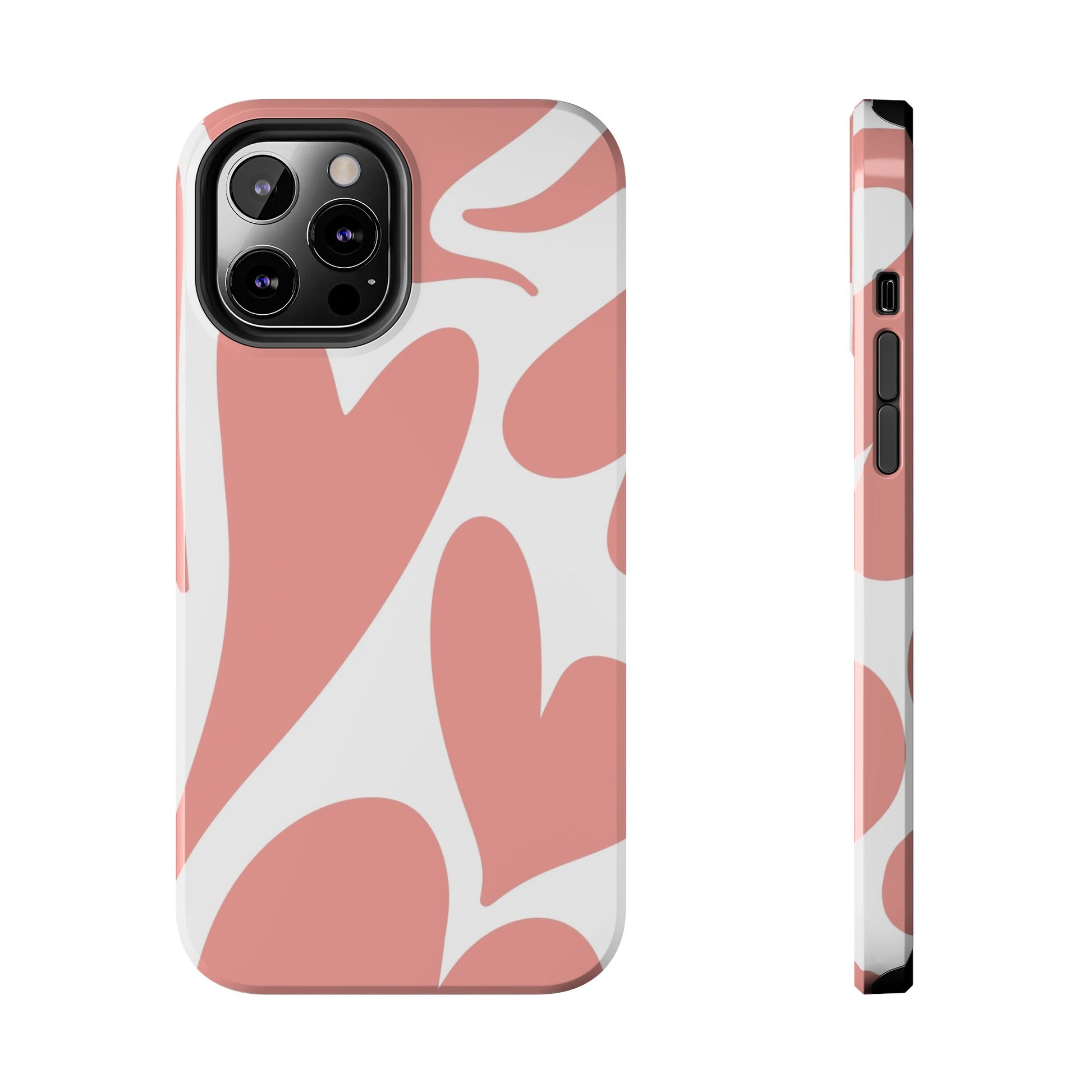 Pink Abstract Heart Pattern Phone Case - Stylish Protective Cover for iPhone and Android Models | Tough Phone Cases Womens Eco Friendly Apparel iPhone 12 Pro Max