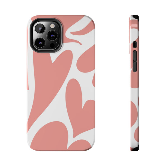 Pink Abstract Heart Pattern Phone Case - Stylish Protective Cover for iPhone and Android Models | Tough Phone Cases Womens Eco Friendly Apparel iPhone 12 Pro Max