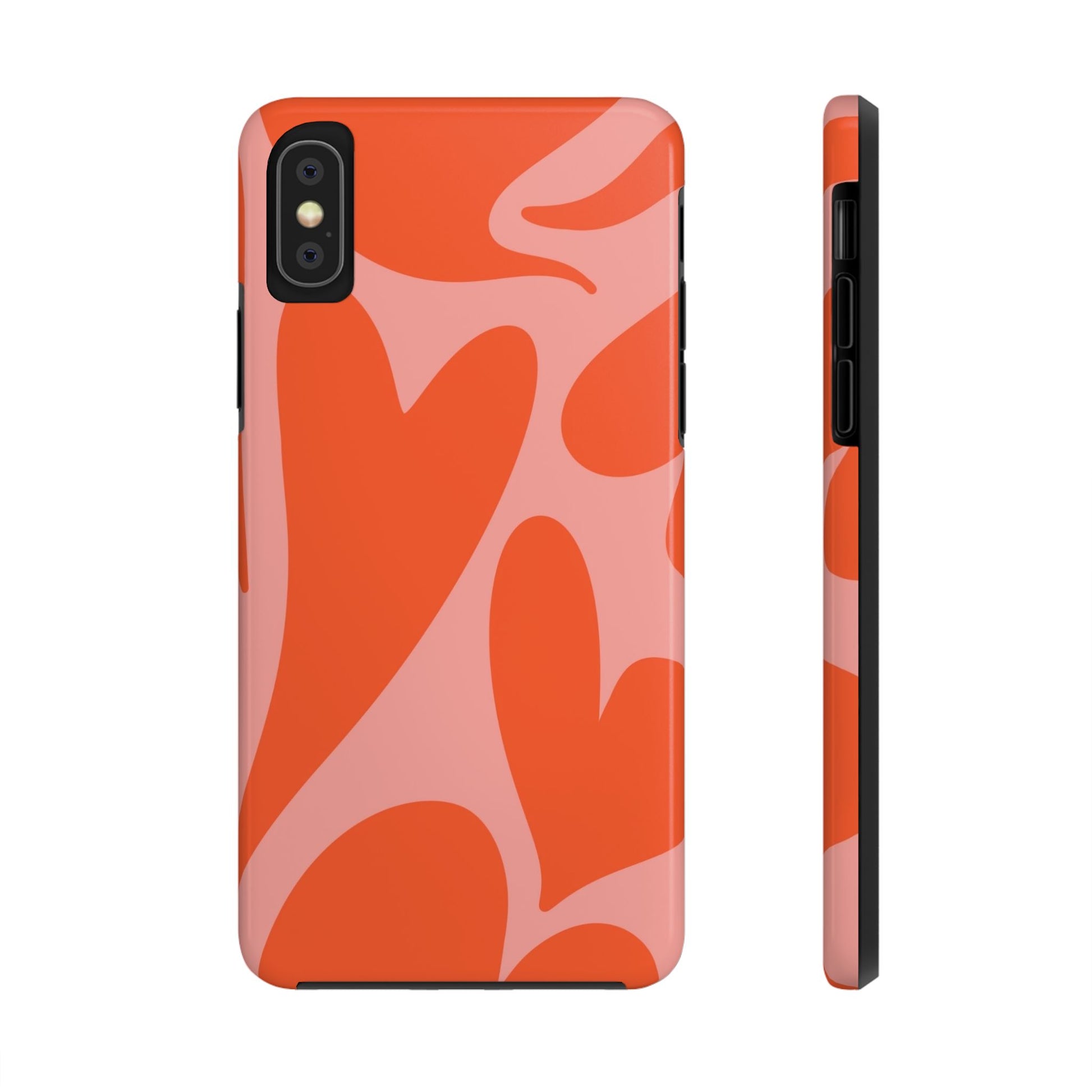 Cute Abstract Orange Heart Pattern Phone Case - Stylish and Durable Protection for Your Smartphone | Tough Phone Cases Womens Eco Friendly Apparel iPhone X