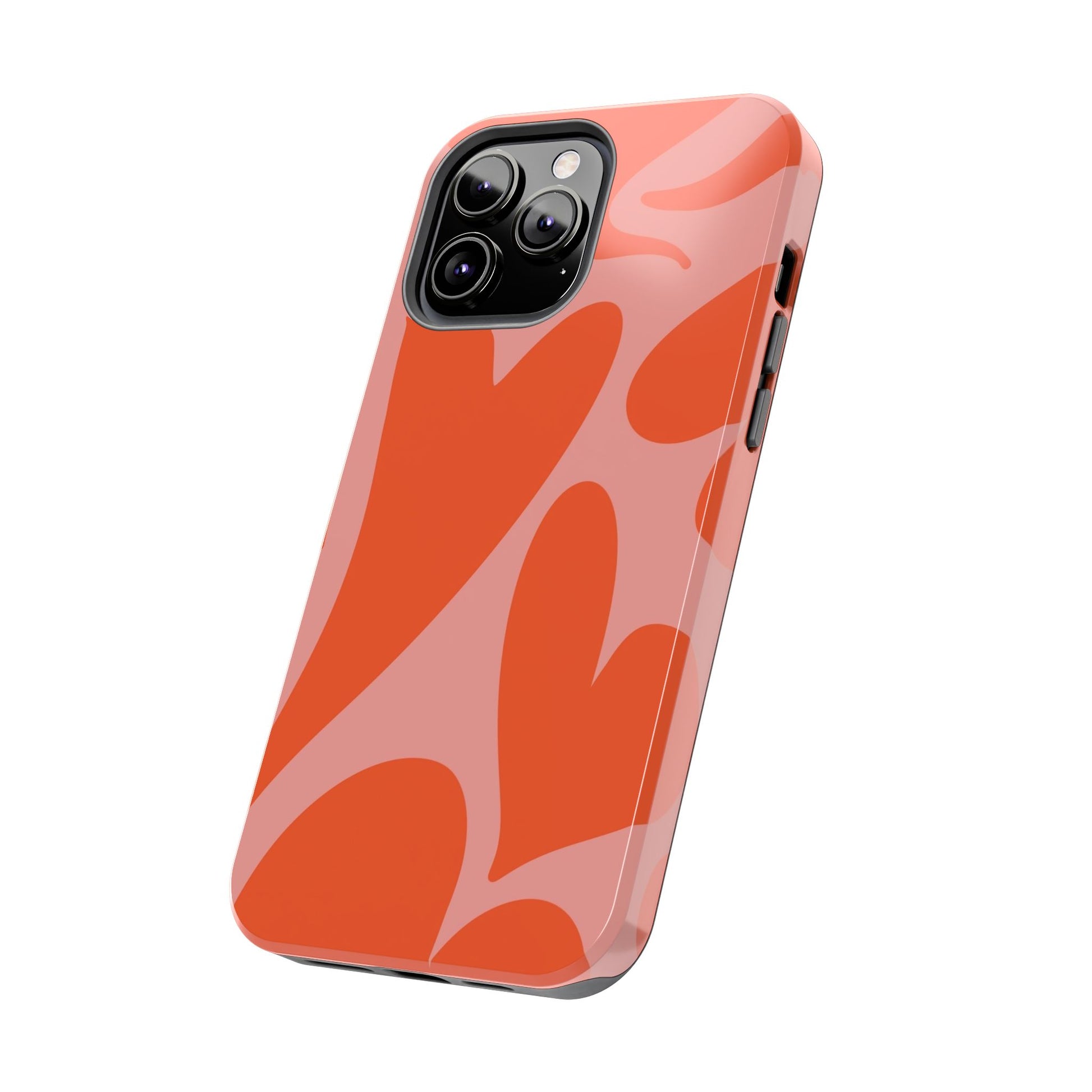 Cute Abstract Orange Heart Pattern Phone Case - Stylish and Durable Protection for Your Smartphone | Tough Phone Cases Womens Eco Friendly Apparel