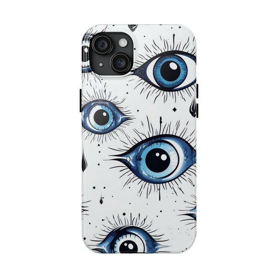 Stylish Eye Pattern Phone Case - Unique Blue Eyes Design Protective Cover for iPhone & Samsung Models | Tough Phone Cases Womens Eco Friendly Apparel