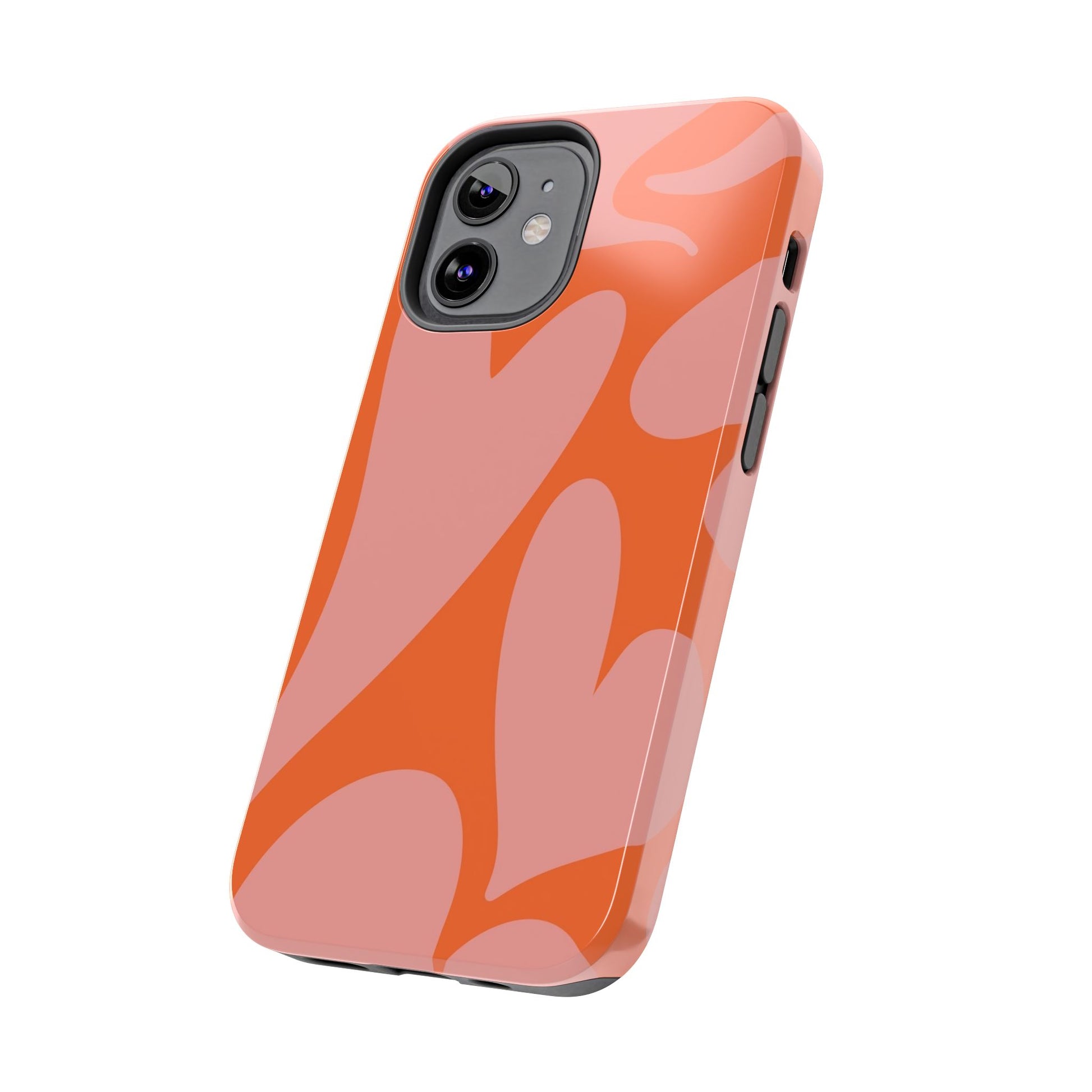 Stylish Abstract Heart Pattern Phone Case - Pink and Orange Design - Durable Protection for Your Device | Tough Phone Cases Womens Eco Friendly Apparel