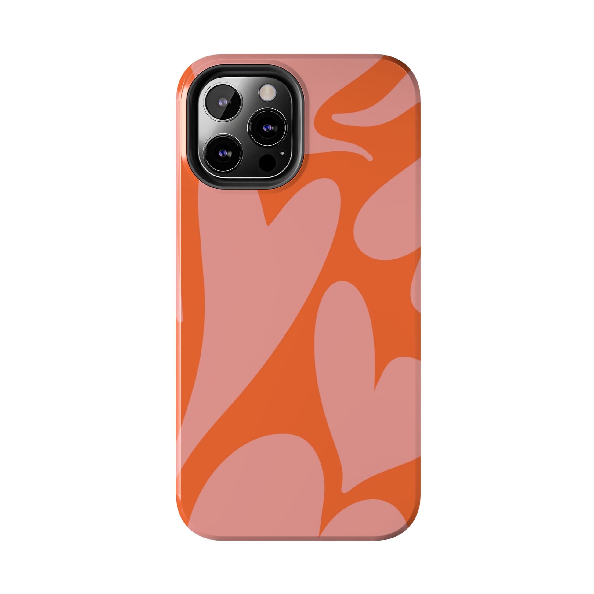 Stylish Abstract Heart Pattern Phone Case - Pink and Orange Design - Durable Protection for Your Device | Tough Phone Cases Womens Eco Friendly Apparel