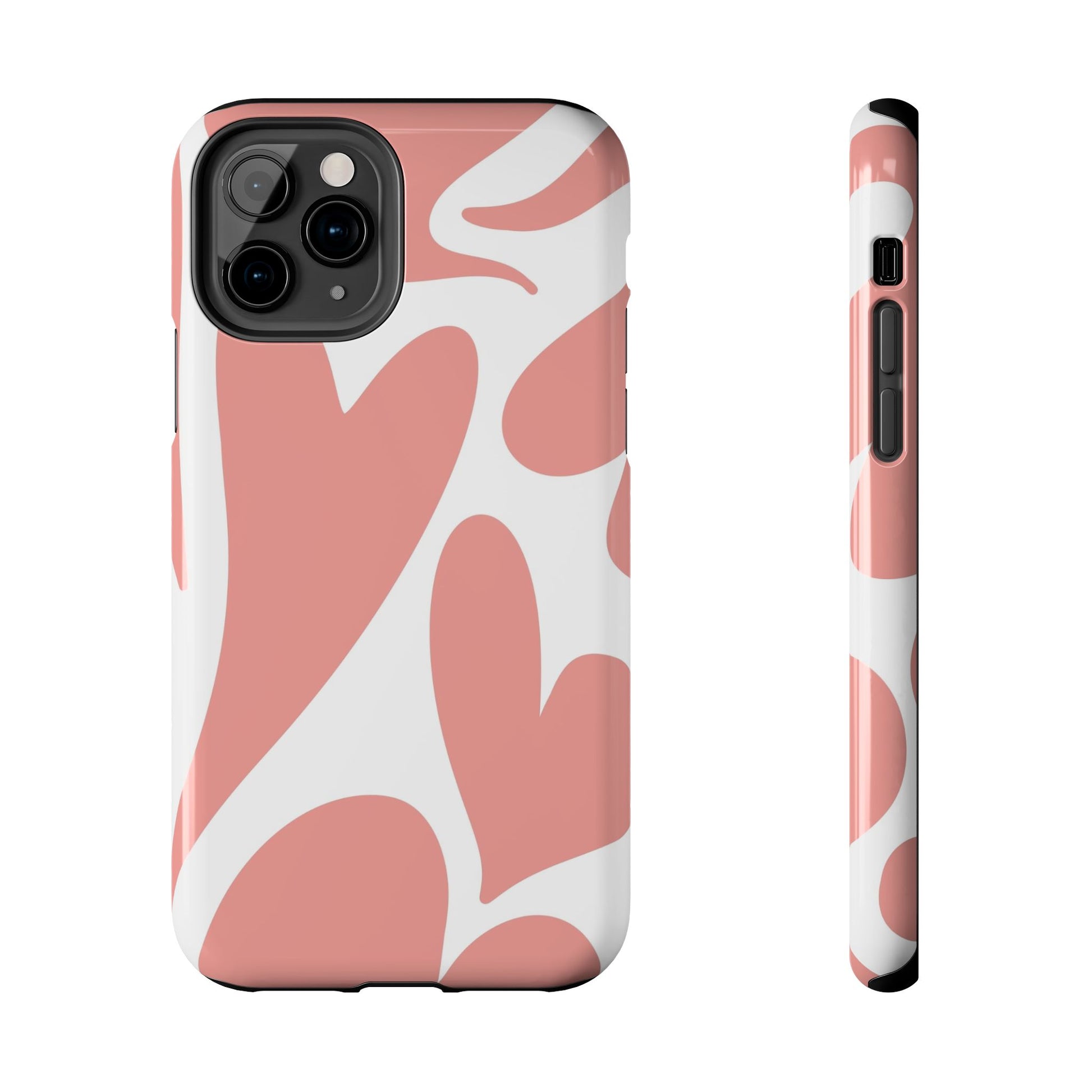 Pink Abstract Heart Pattern Phone Case - Stylish Protective Cover for iPhone and Android Models | Tough Phone Cases Womens Eco Friendly Apparel iPhone 11 Pro