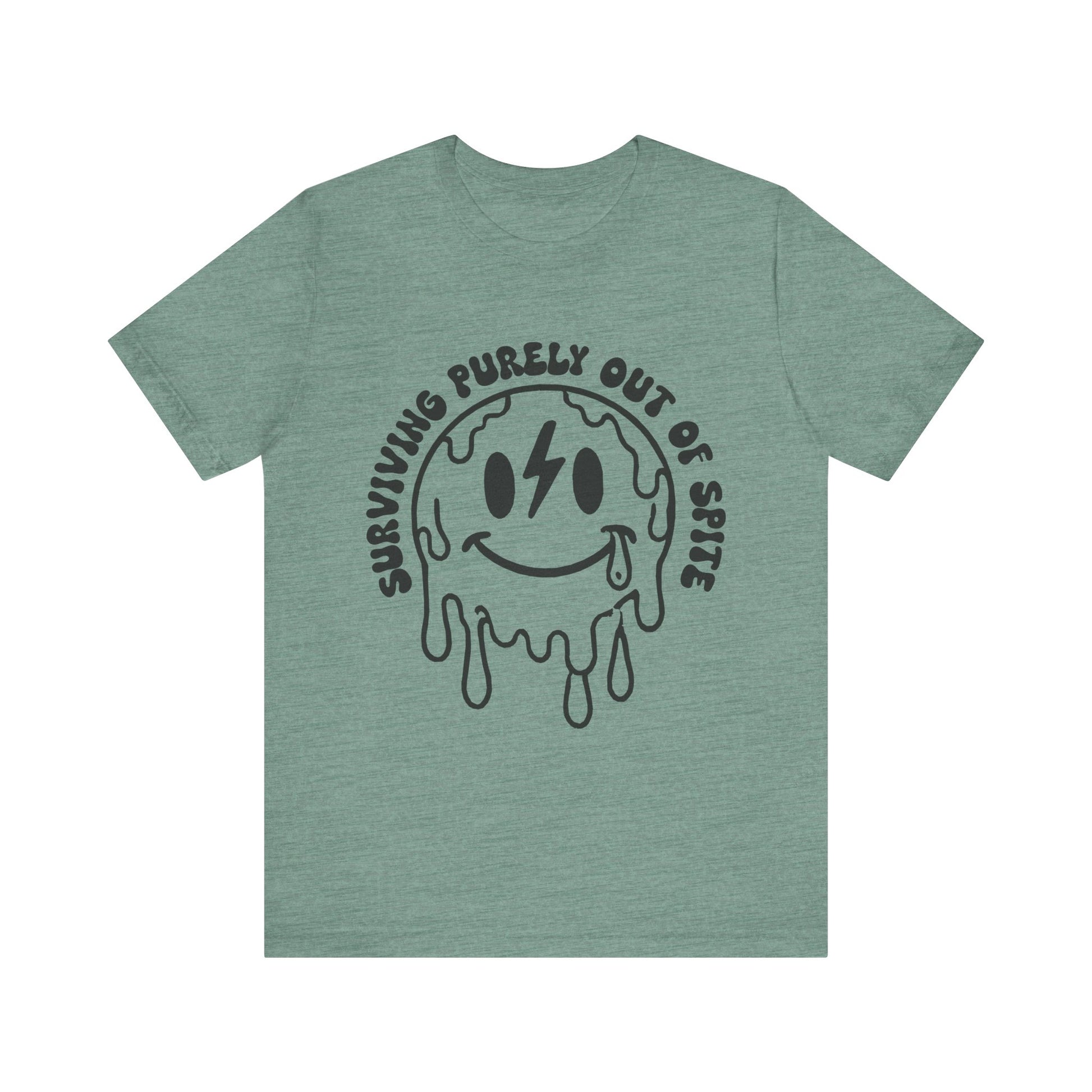 Surviving Purely Out Of Spite Graphic Tee 😤💪 Womens Eco Friendly Apparel Heather Dusty Blue