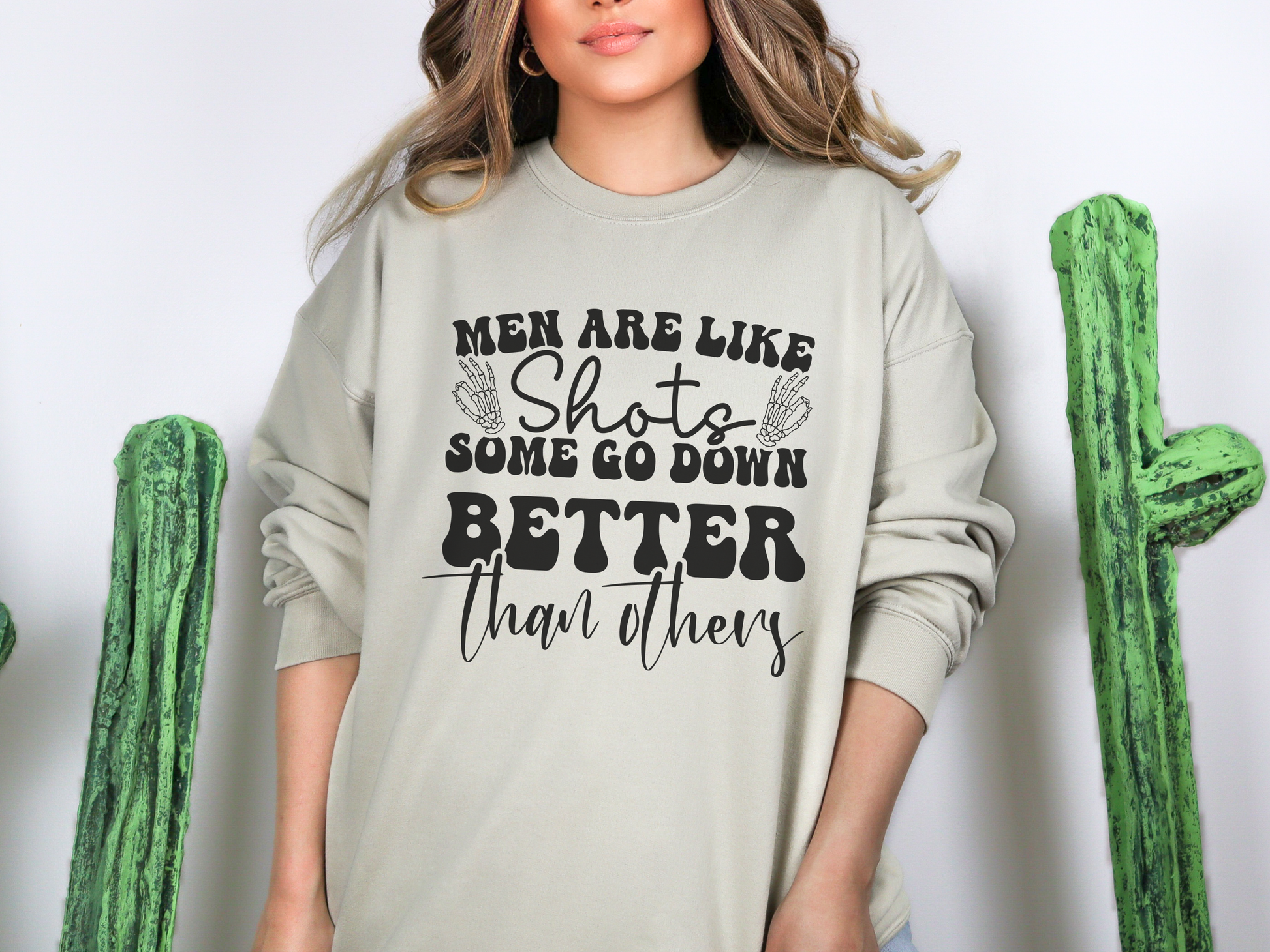 Men Are Like Shots Crewneck Womens Eco Friendly Apparel