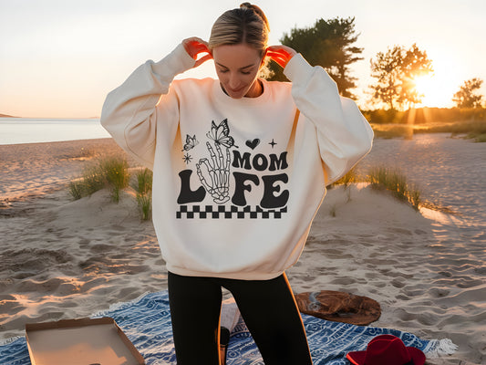 Retro Mom Life Skeleton Crewneck Womens Eco Friendly Apparel