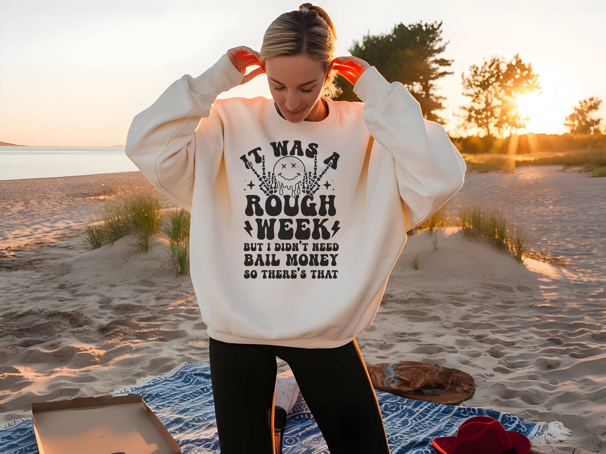 Rough Week, No Bail Money Crewneck Womens Eco Friendly Apparel