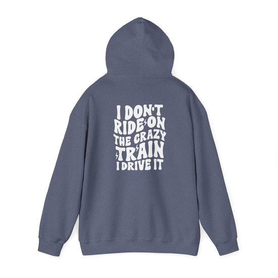 Crazy Train Driver Funny Hoodie Womens Eco Friendly Apparel Heather Navy