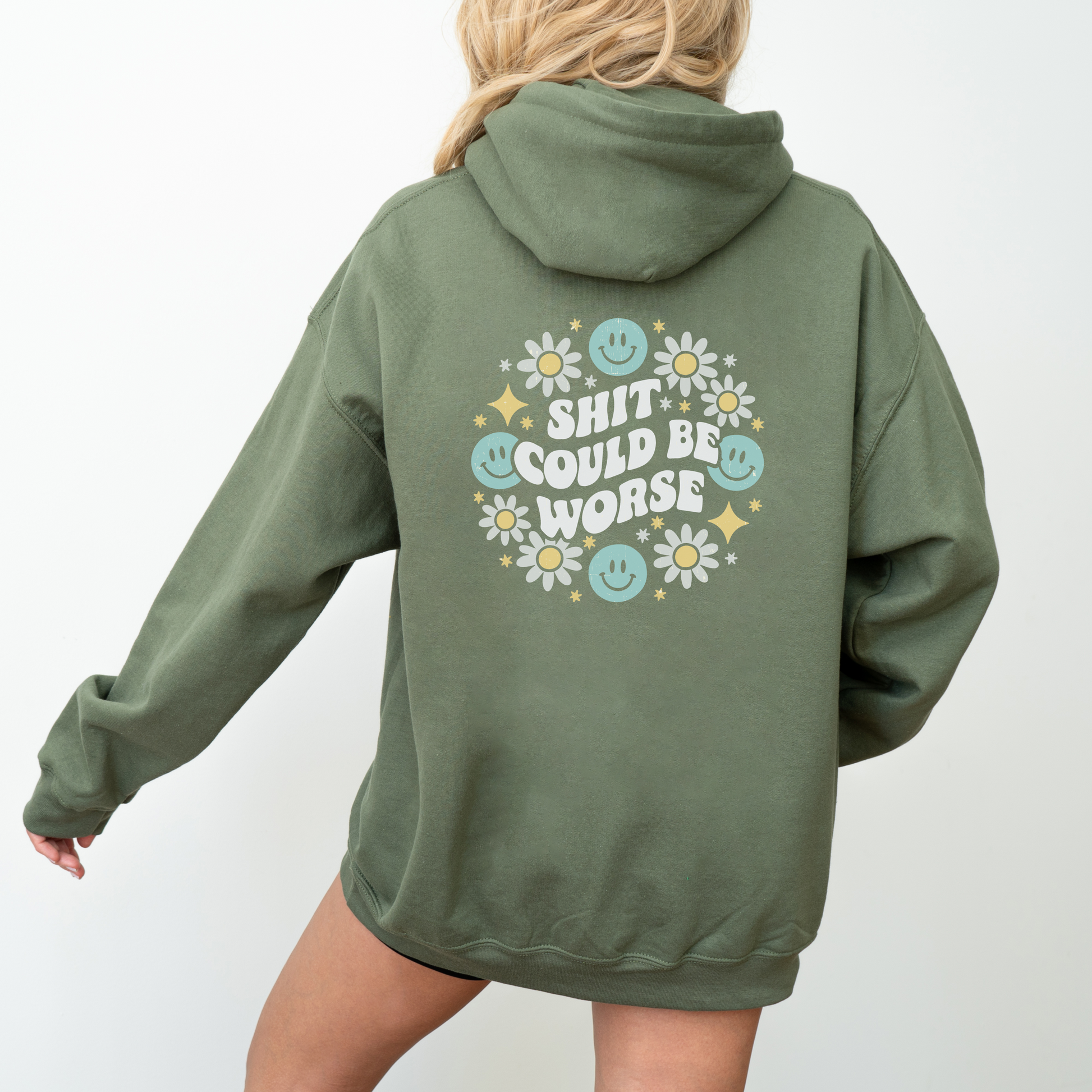 Sh*t Could Be Worse Hoodie Womens Eco Friendly Apparel Military Green