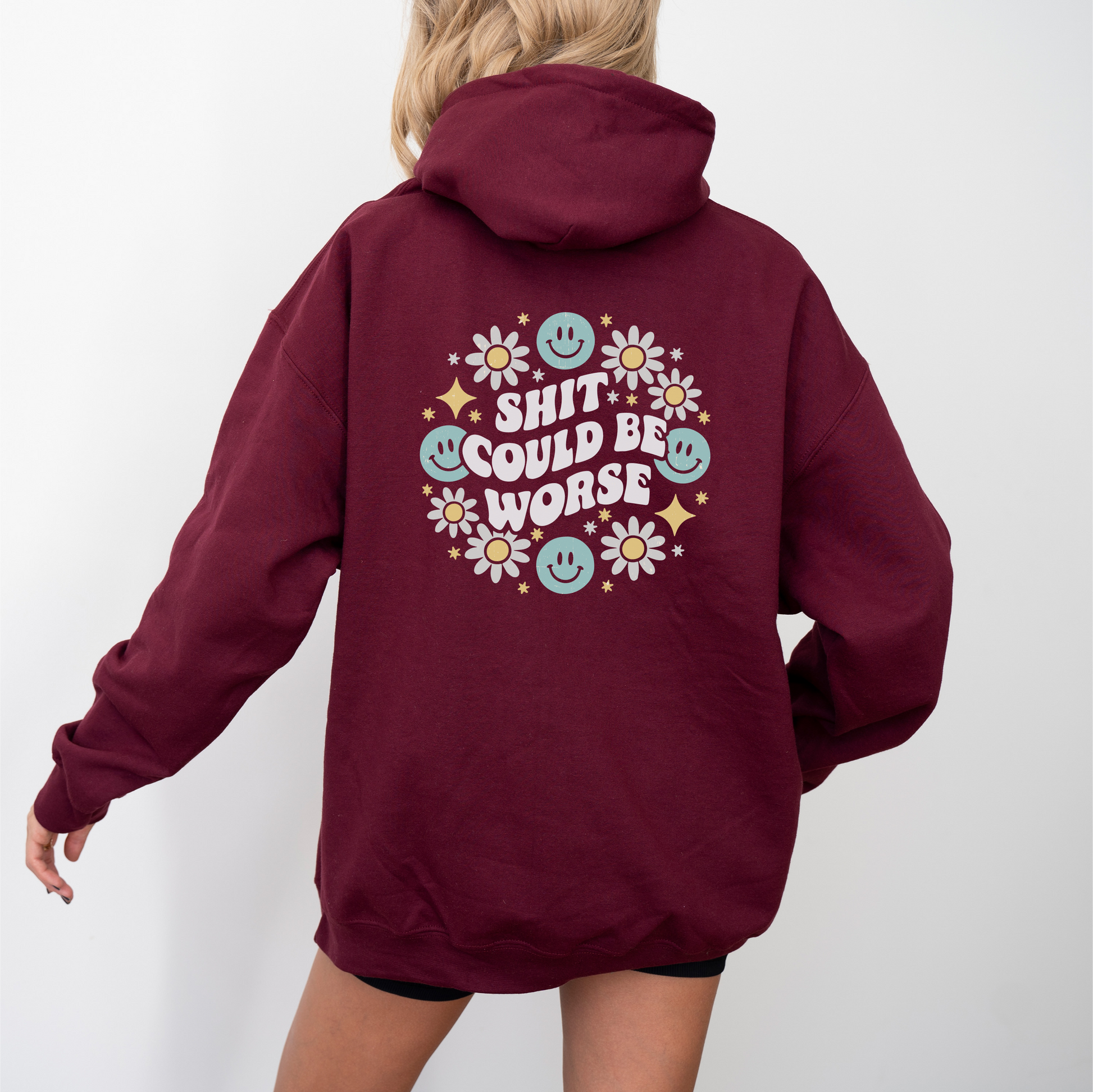Sh*t Could Be Worse Hoodie Womens Eco Friendly Apparel Maroon
