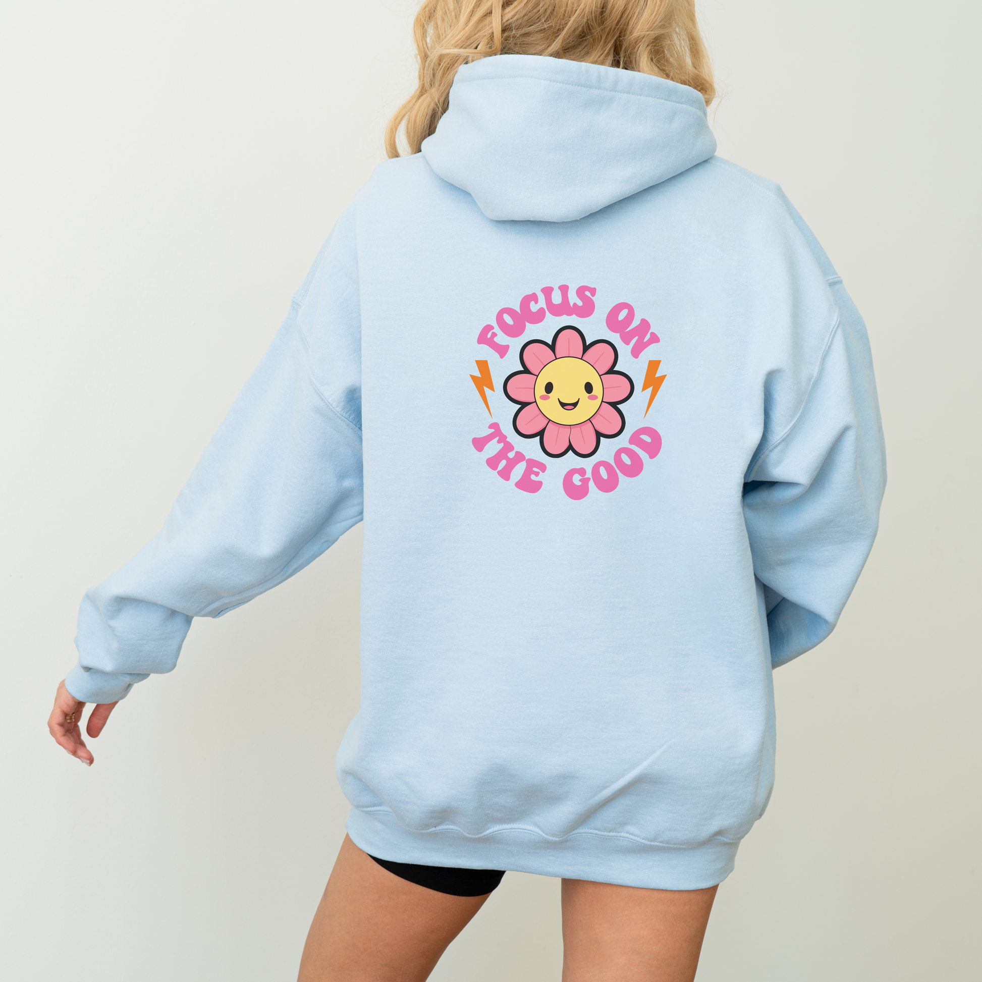 Focus On The Good Hoodie Womens Eco Friendly Apparel Light Blue