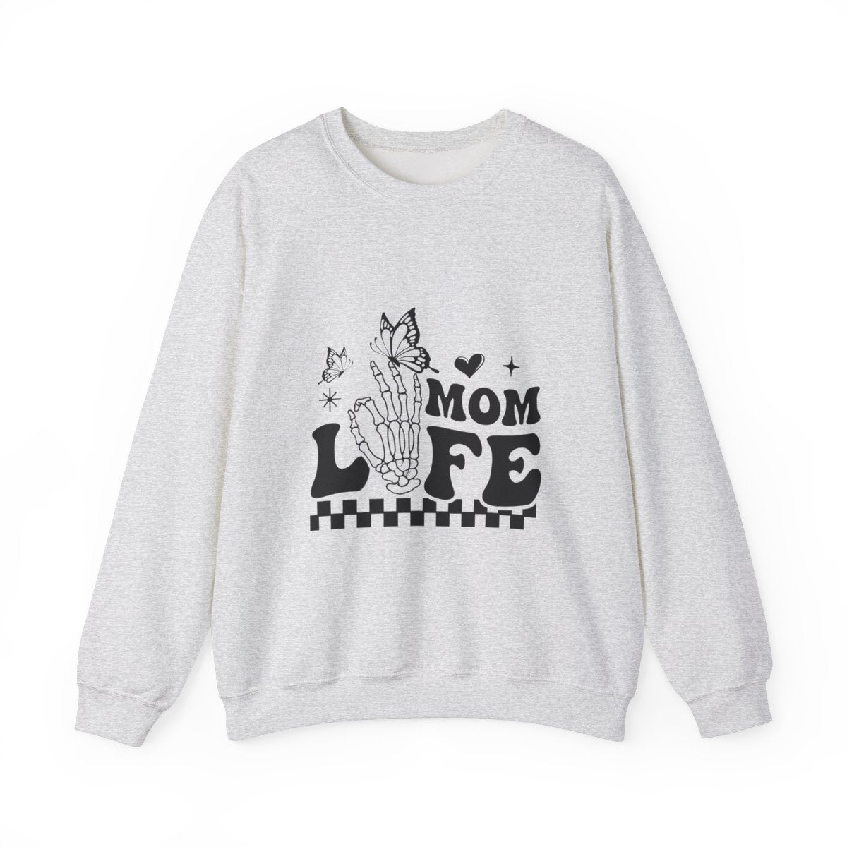 Retro Mom Life Skeleton Crewneck Womens Eco Friendly Apparel Ash