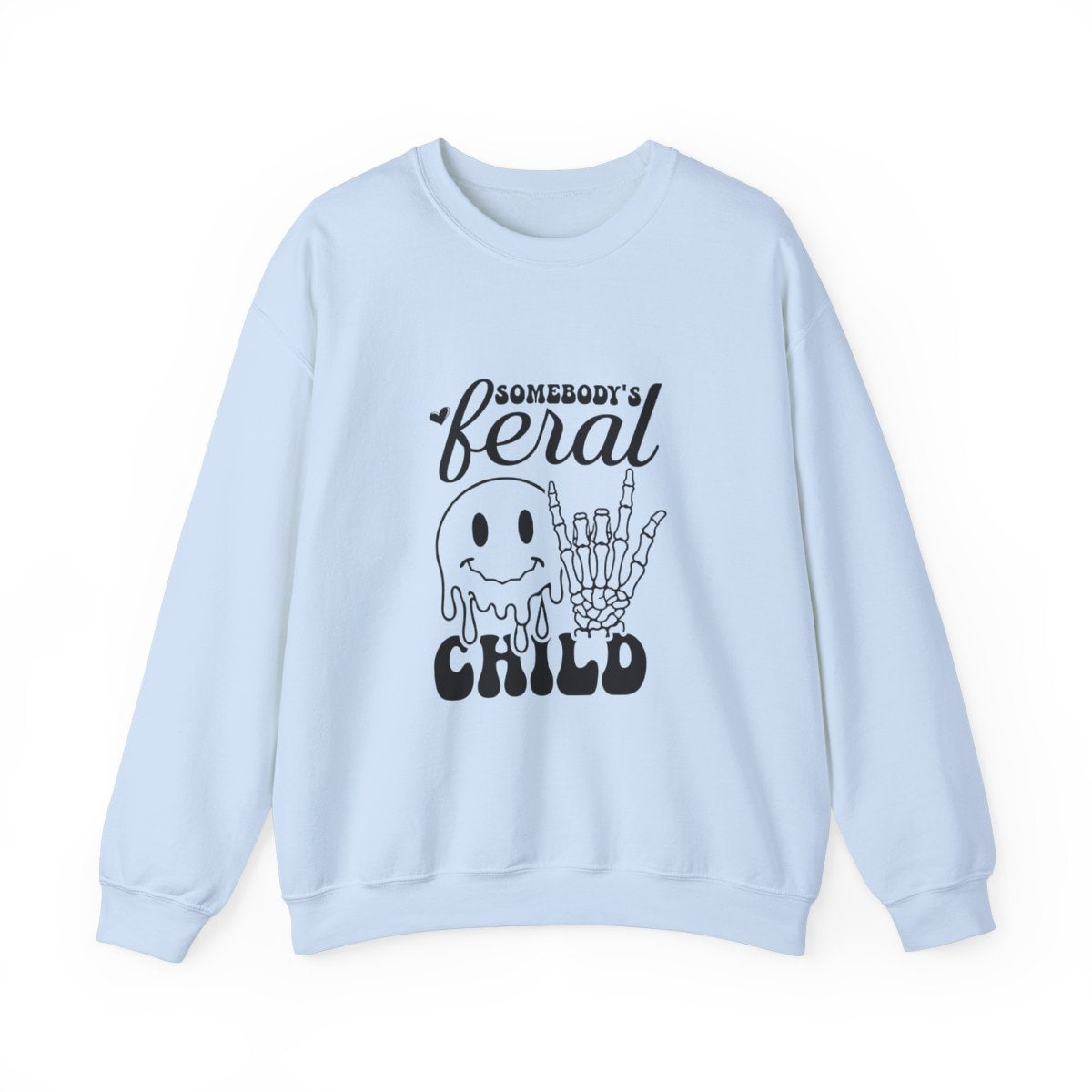 Somebody's Feral Child Crewneck Womens Eco Friendly Apparel Light Blue
