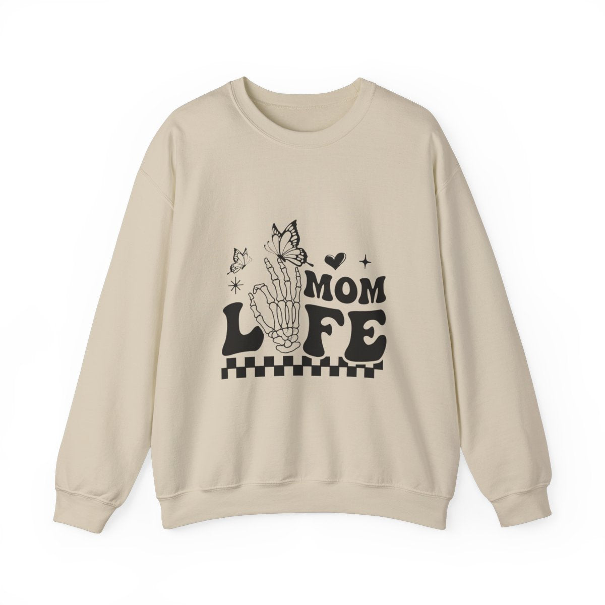 Retro Mom Life Skeleton Crewneck Womens Eco Friendly Apparel Sand