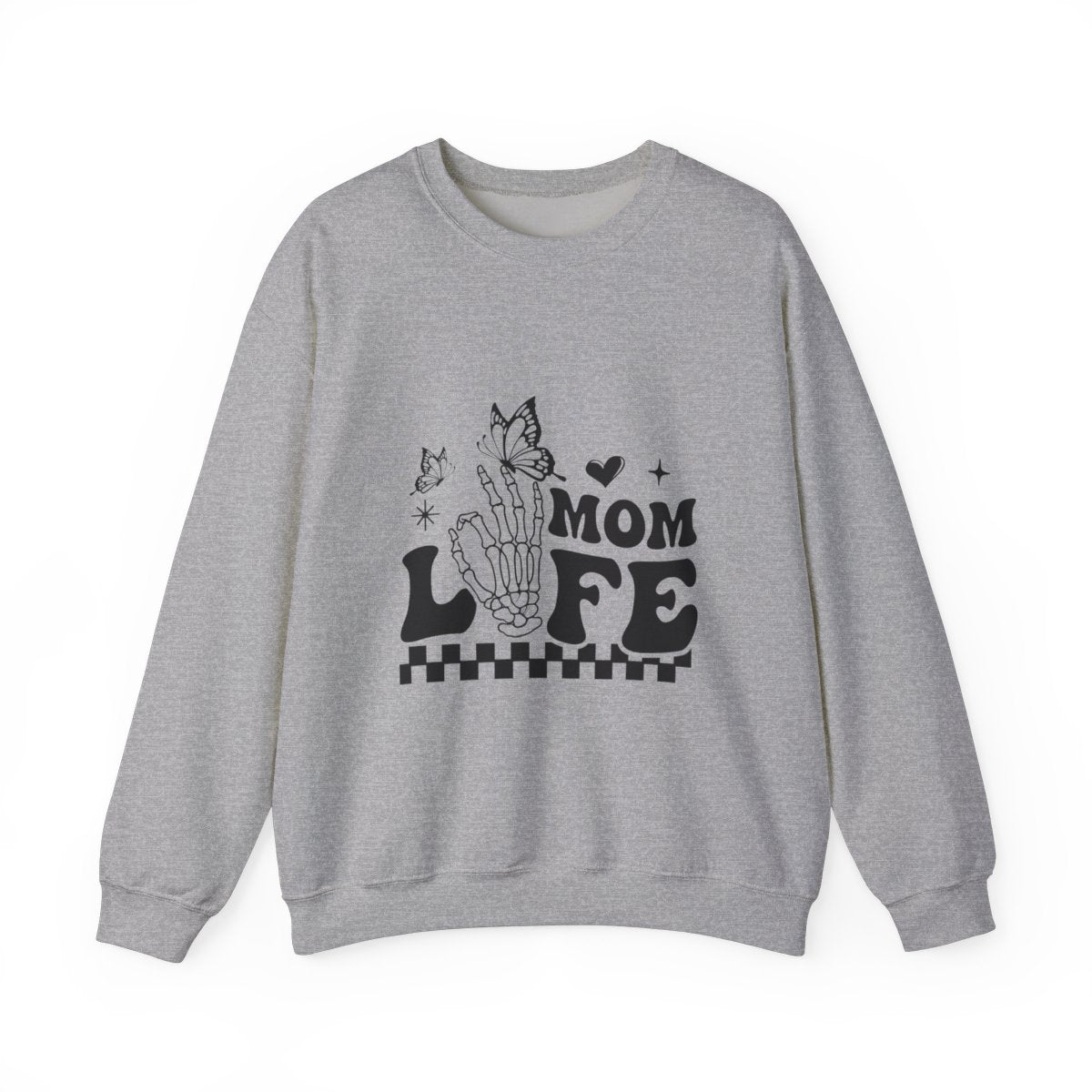 Retro Mom Life Skeleton Crewneck Womens Eco Friendly Apparel Sport Grey